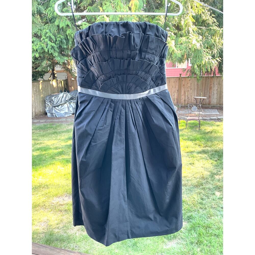 Moschino Cheap and Chic Strapless‎ Mini Dress Black Size 8 Ruffle Bodice Pleated